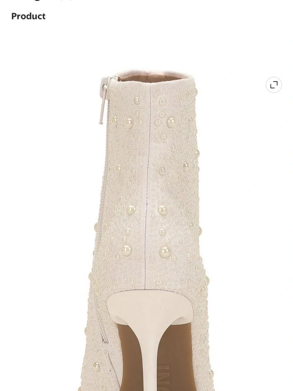 Pearl-Embellished Ivory Ankle Boots - Women's Fashion Booties